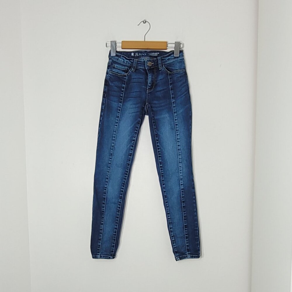 R Jeans Womens Blue Cotton Blend Low Rise Front Seam Ankle Skinny Jeans Size 24P
